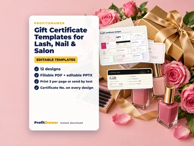 Gift Certificate Templates for Lash, Nail & Salon